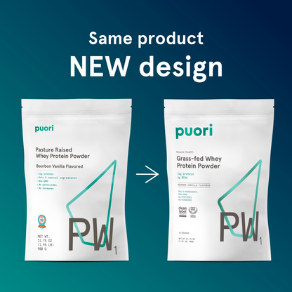 Puori PW1 Pasture-Raised, Grass-Fed Whey Protein Powder 30 Servings